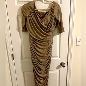 PINUP GIRL CLOTHING WIGGLE DRESS GOLD LUREX 3x-Laura Byrnes Fall 2014 Collection